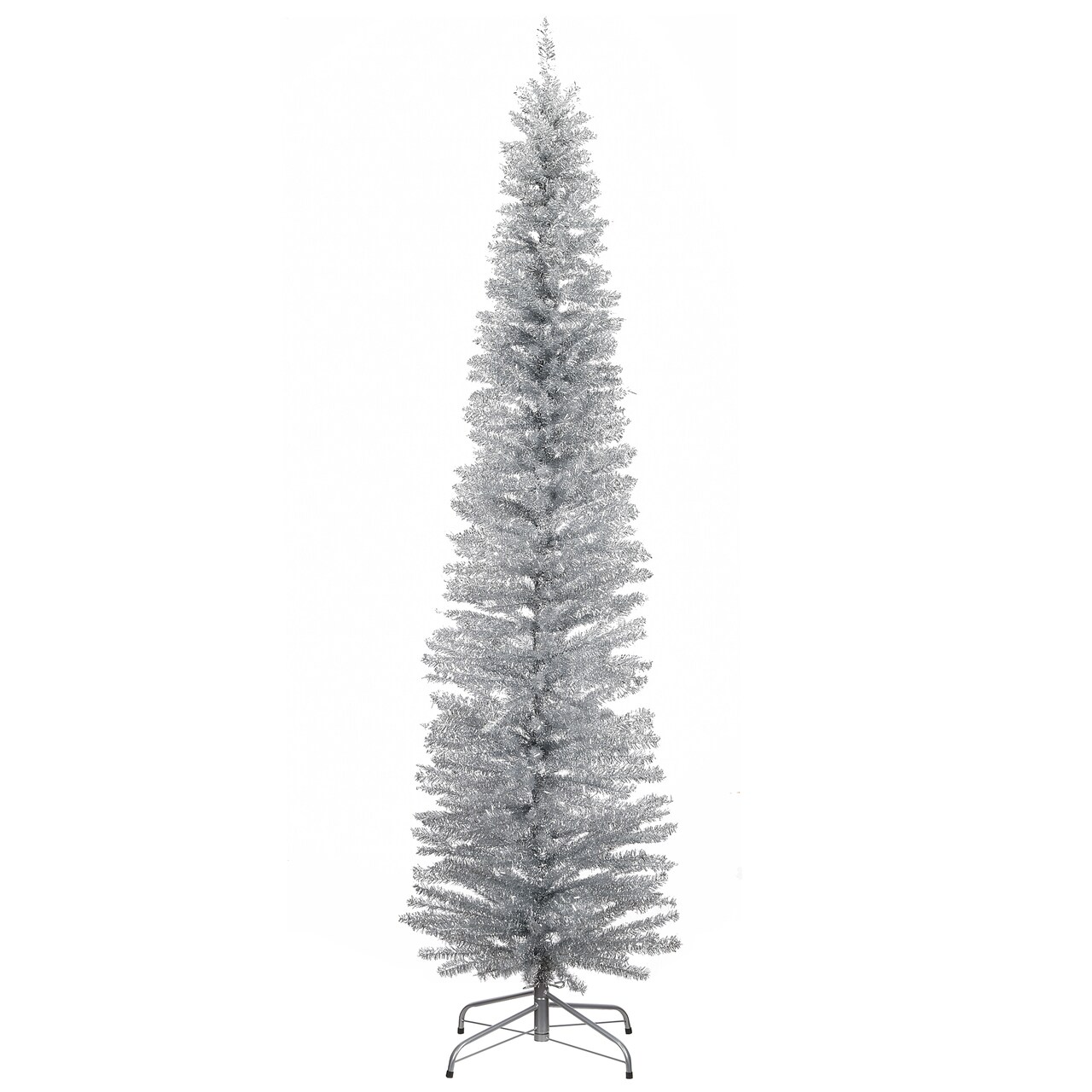 National Tree Company Artificial Christmas Tree, Silver Tinsel, Includes Stand, 7 feet